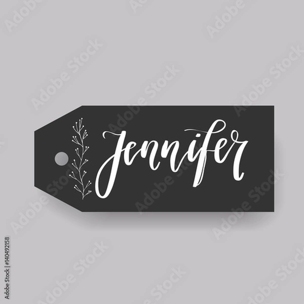 Fototapeta Common female first name Doris on a tag. Hand drawn calligraphy. Wedding typography element.