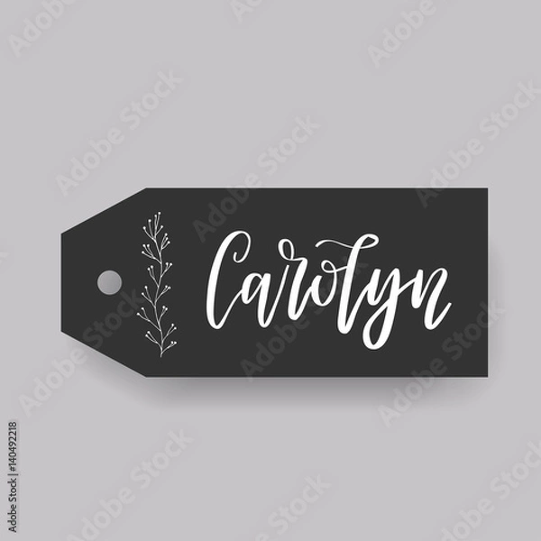 Fototapeta Common female first name Doris on a tag. Hand drawn calligraphy. Wedding typography element.