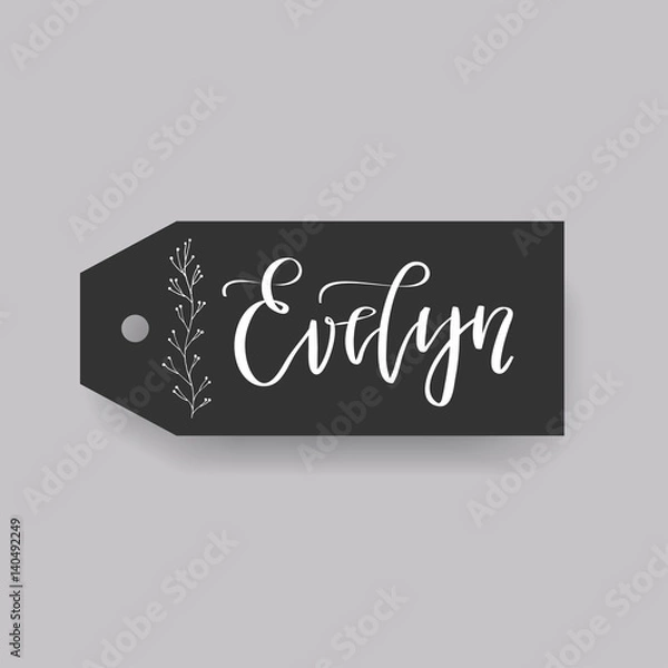 Fototapeta Common female first name Doris on a tag. Hand drawn calligraphy. Wedding typography element.