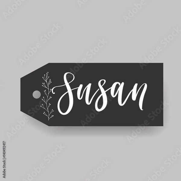 Fototapeta Common female first name Doris on a tag. Hand drawn calligraphy. Wedding typography element.