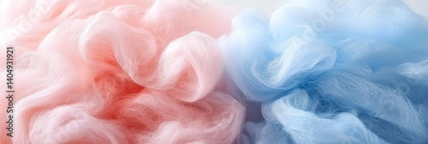 Fototapeta Dreamy cotton candy gradient blending soft pink to baby blue, a sweet and smooth pastel transition perfect for romantic, whimsical, and fantasy designs. No details