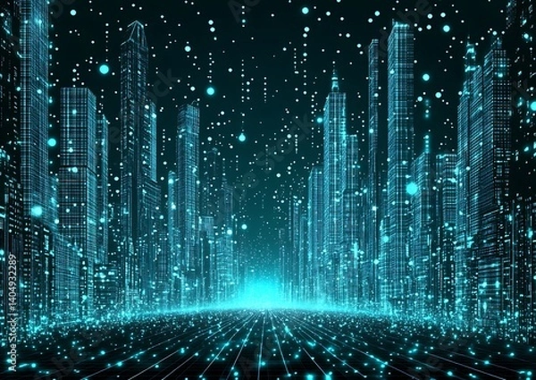 Obraz Digital Cityscape at Night