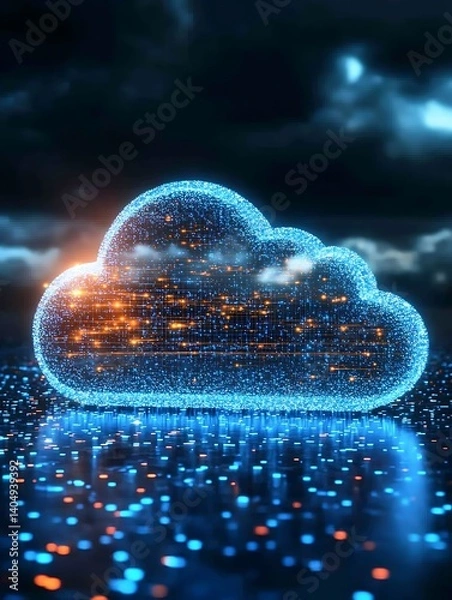 Obraz Digital Cloud, Night Sky, Abstract