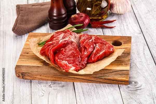 Fototapeta Raw beef meat for cooking