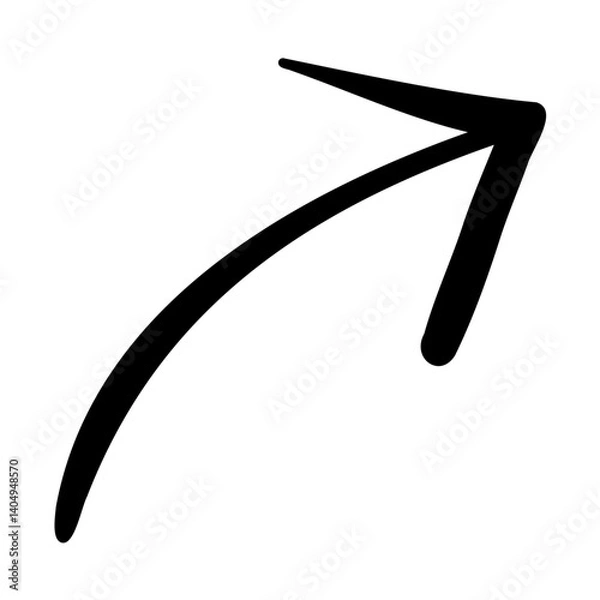 Fototapeta  Hand drawn black curved arrow pointing upwards. A simple illustration for the concepts of business growth, positive trends and progress