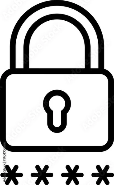 Obraz Padlock with password icon in linear style.