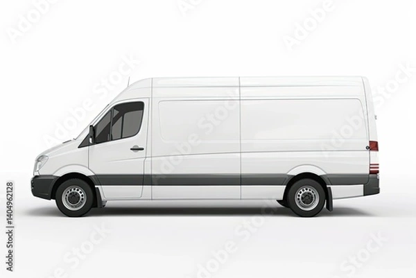 Fototapeta High Resolution Visual of White Delivery Van with No Windows on a White Background