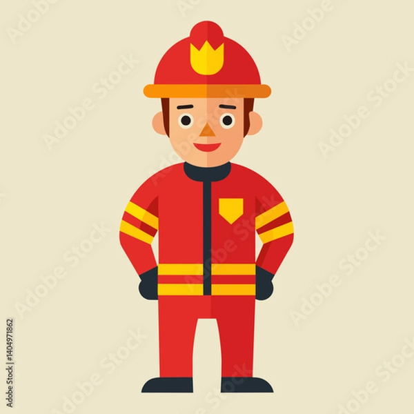 Fototapeta firefighter, fireman, vector illustration