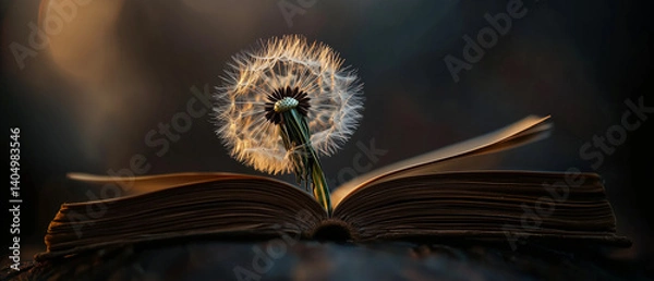 Fototapeta A macro shot of dandelion seeds ready to be blown away