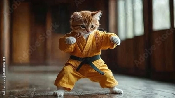 Obraz "Martial Arts Master Kitten: A Purr-fect Fighter!"
"The Kung Fu Kitty: A Feline with Moves!"
"Paws and Grace: The Cat Who Does Kung Fu!"
"Flexing Her Paws: The Kung Fu Cat's Story"
"Cats of Steel: The
