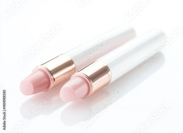 Fototapeta Two Lipsticks Close Up Product Shot on White Background