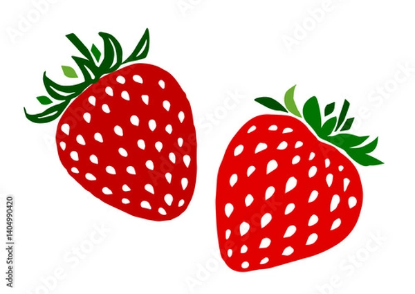 Fototapeta レトロな手描きのいちごイラスト