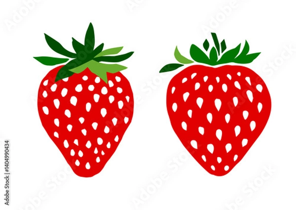 Obraz レトロな手描きのいちごイラスト