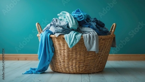 Obraz Dirty laundry basket located by the wall