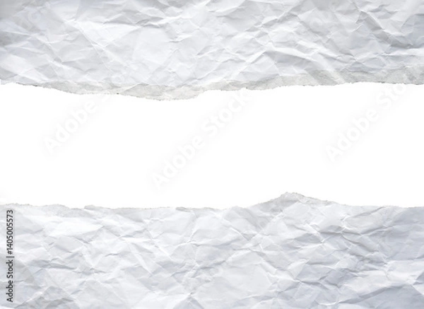 Obraz Empty torn paper frame isolated on transparent background, ripped crumpled page sheet with blank space for message, old note piece edge strip, back to school design, scrap business study idea concept