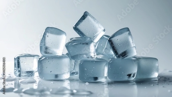 Fototapeta Isolated pile of crushed natural ice cubes on background