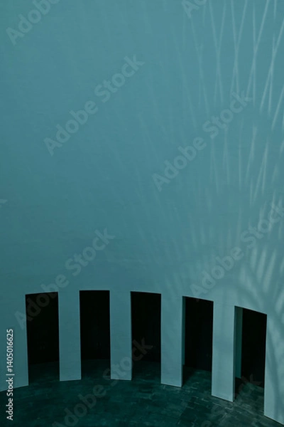Fototapeta Close-up of the wall, interior of modern architecture, modern city building. Interior design. Details of modern architecture. Building abstract. Building background.
