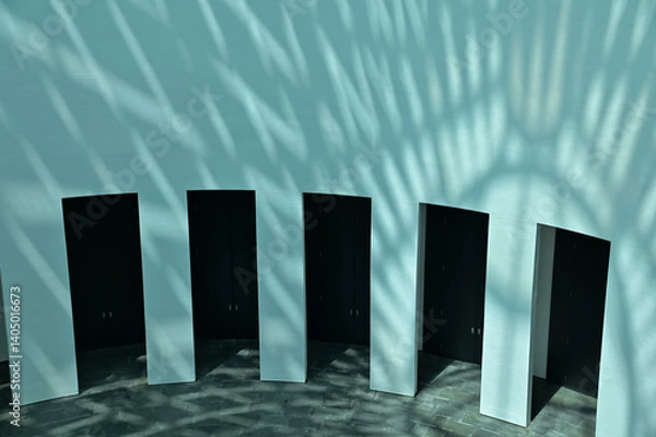Fototapeta Close-up of the wall, interior of modern architecture, modern city building. Interior design. Details of modern architecture. Building abstract. Building background.