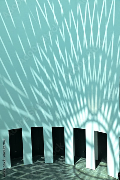 Fototapeta Close-up of the wall, interior of modern architecture, modern city building. Interior design. Details of modern architecture. Building abstract. Building background.