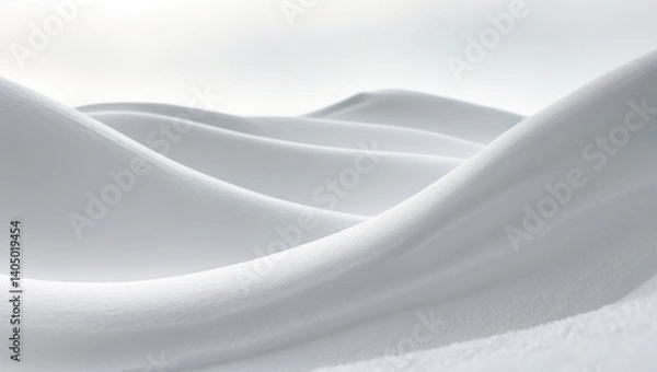 Fototapeta Gorgeous snowdrift on a white canvas. Seasonal snow setting. A massive snow drift