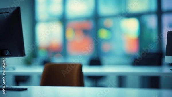 Fototapeta Abstract representation of a modern office desk and interior design