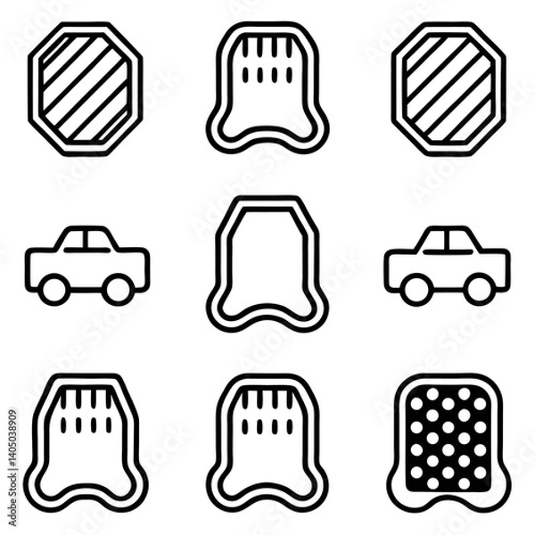 Obraz Set of  Car Mat Icons Simple Vector Design for Vehicle Accessories