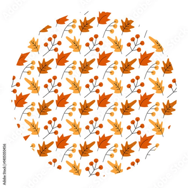 Fototapeta Autumn leaves Circular Background Texture in Fall Shade Thanksgiving Pattern Greeting Wallpaper idea