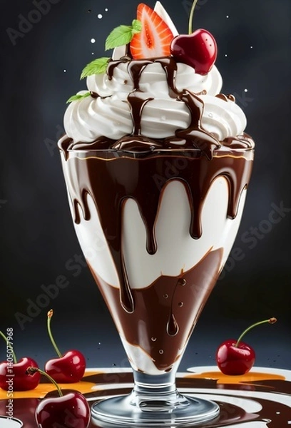 Obraz ice cream with cherry