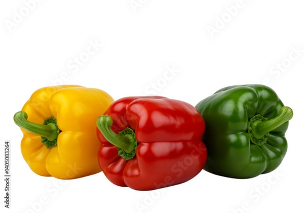 Fototapeta yellow, red and green bell peppers isolated on transparent background