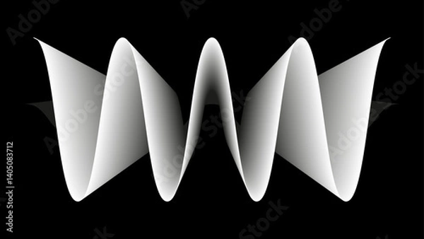 Fototapeta Abstract 3D perspective geometric layer overlay pattern. Music Equalizer Wave isolated on black background with copy space. Vector illustration