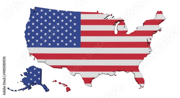 Fototapeta Isolated USA Map Flag