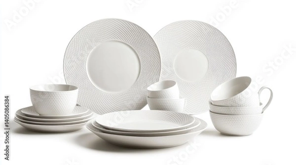 Fototapeta Elegant White Tableware Set for Stylish Dining Experience
