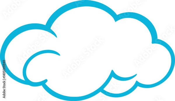 Fototapeta Minimalist Blue Cloud Vector Illustration – Simple Weather and Technology Symbol for Digital and Print Graphics