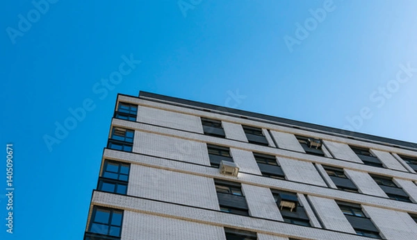 Fototapeta Multi-storey residential building in the city