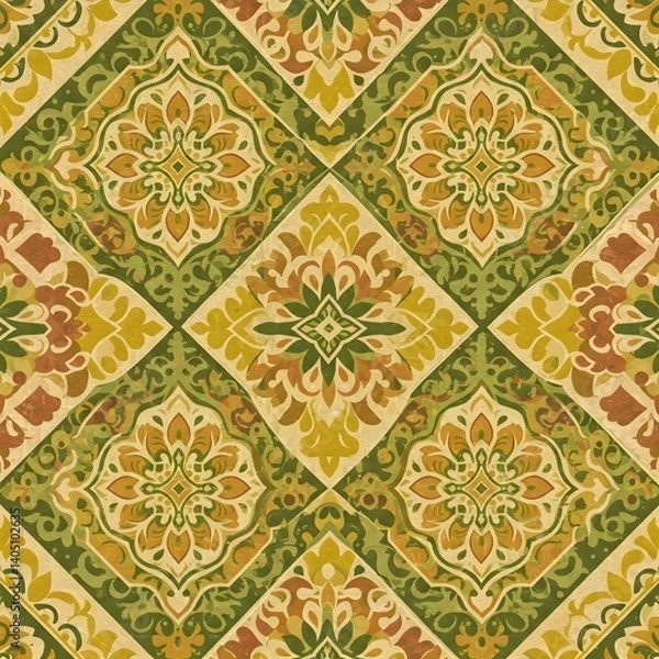 Fototapeta Seamless traditional fabric pattern with intricate timeless designs.