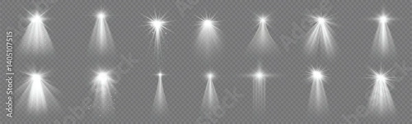 Fototapeta star with spotlight. Light effect white color. Glowing isolated white sparkling light effect. Spark spotlight special effect design. Ray vector element.