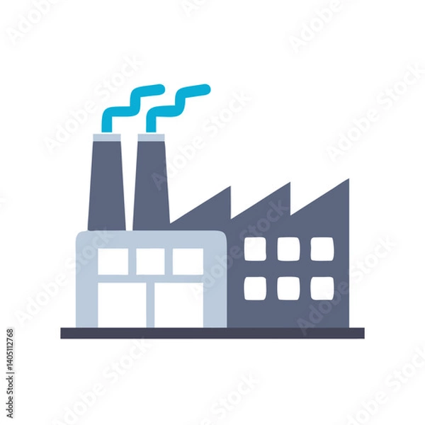 Fototapeta Factory with Chimney Icon Representing Manufacturing and Industrial Production