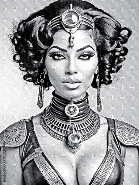 Obraz fantasy princess, engraving art effect