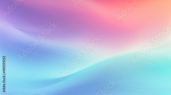 Fototapeta Beautiful pastel color gradient background with blurred flowing shapes in blue, pink, and orange, featuring subtle noise texture. Perfect for wallpapers, banners, presentations