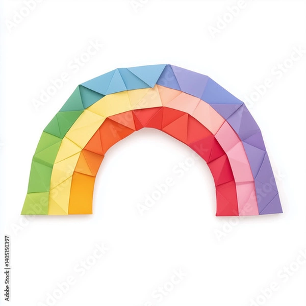 Fototapeta rainbow on white background, origami paper, paper rainbow, origami
