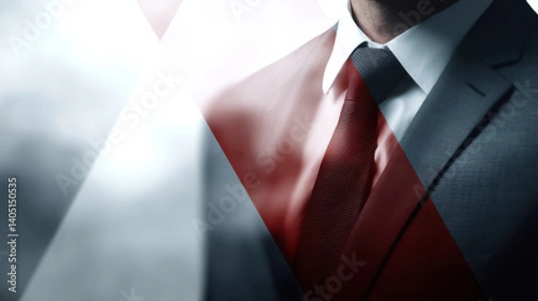 Obraz double exposure of businessman in suit with geometric shapes creates modern, abstract effect