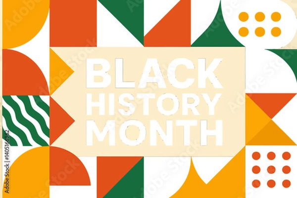 Obraz Modern colorful template featuring abstract flat geometric background design for Black History month banner, poster, and vector, suitable for presentation slide, website landing page, social media