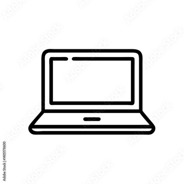 Fototapeta Minimalist laptop icon outline illustration on white background