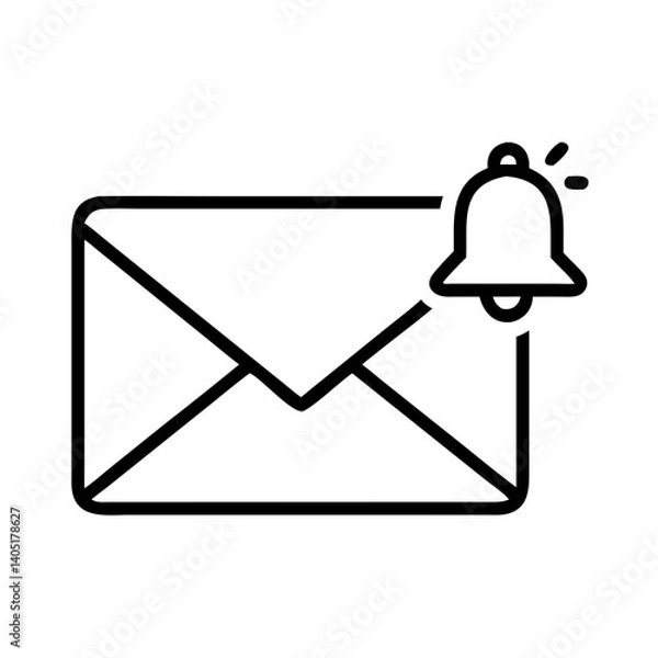 Fototapeta Email notification icon with envelope and alert bell symbol