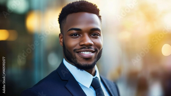Fototapeta Confident financial advisor in professional attire, representing trust and expertise in wealth management