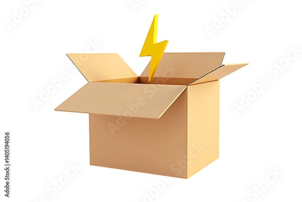Obraz Open box gold lightning bolt surprise