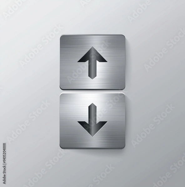 Fototapeta A pair of elevator buttons featuring arrows that indicate up and down