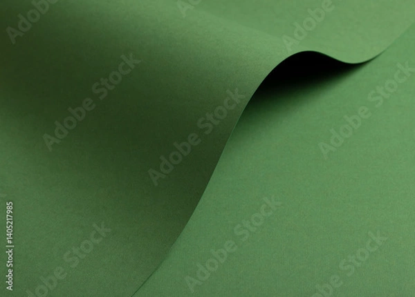Obraz Paper background with matte texture. Curved wave shape in grass green, fresh green, and leafy green tones, smooth soft surface, elegant organic composition, stylish monochrome design..