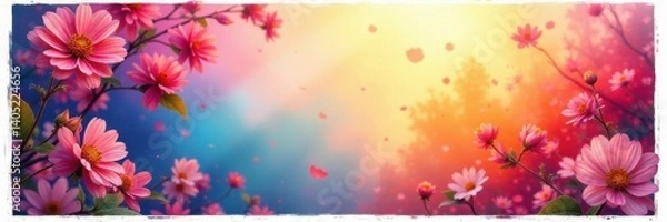 Fototapeta Bright white border, vibrant colors, blank space, snapshot, memories, polaroid