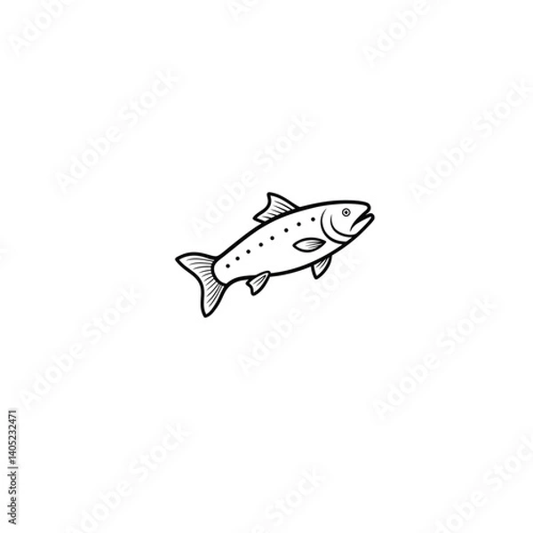 Obraz trout fish one line art on white background